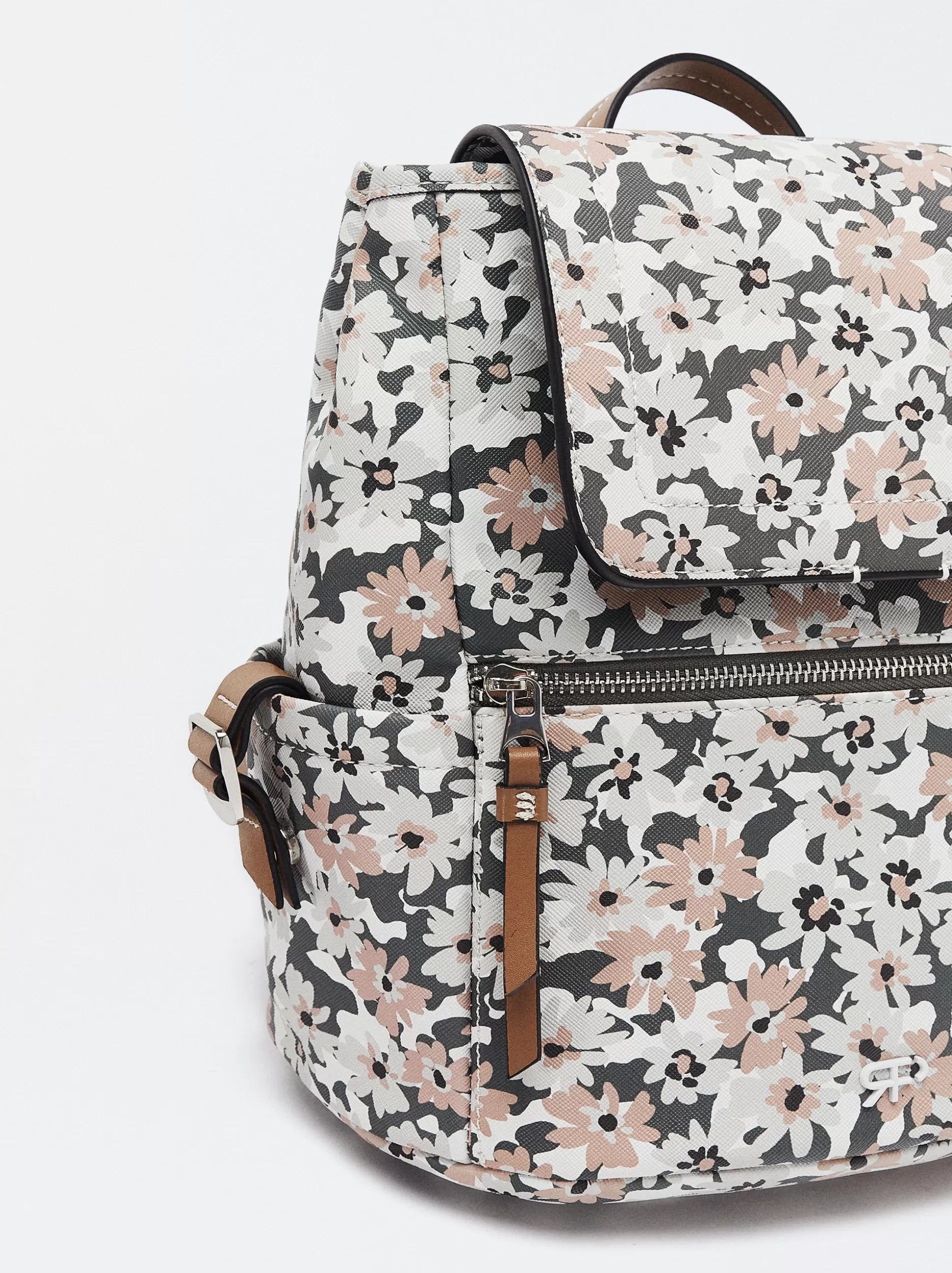 Backpacks<Parfois Floral Print Backpack Khaki