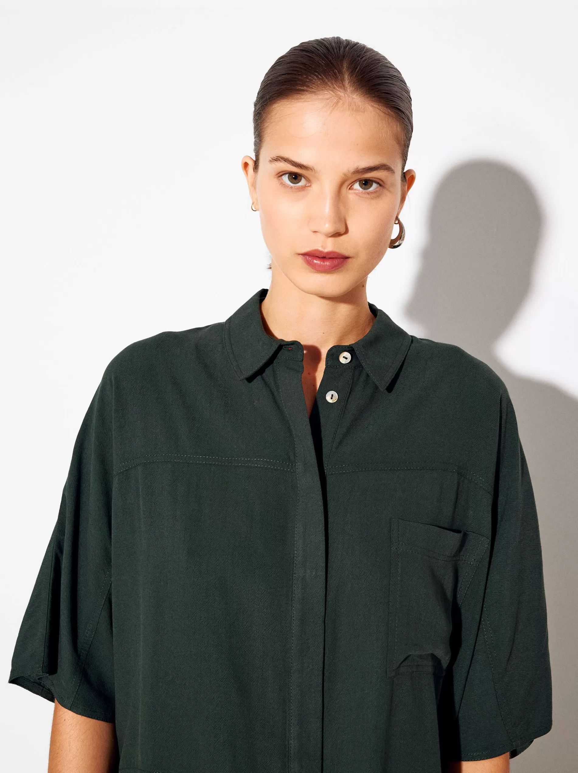 Knitwear&Essentials | Shirts<Parfois Lyocell Shirt Green