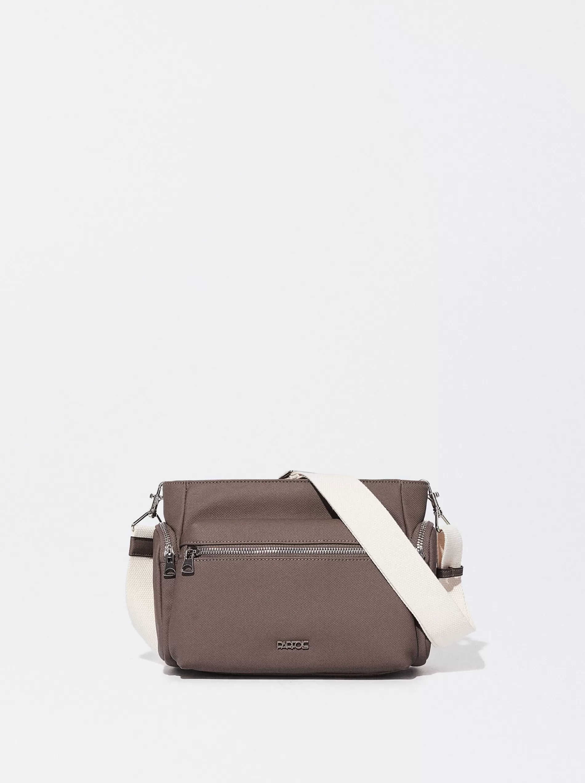 Crossbody Bags | Handbags<Parfois Multi-Pocket Nylon-Effect Crossbody Bag Brown