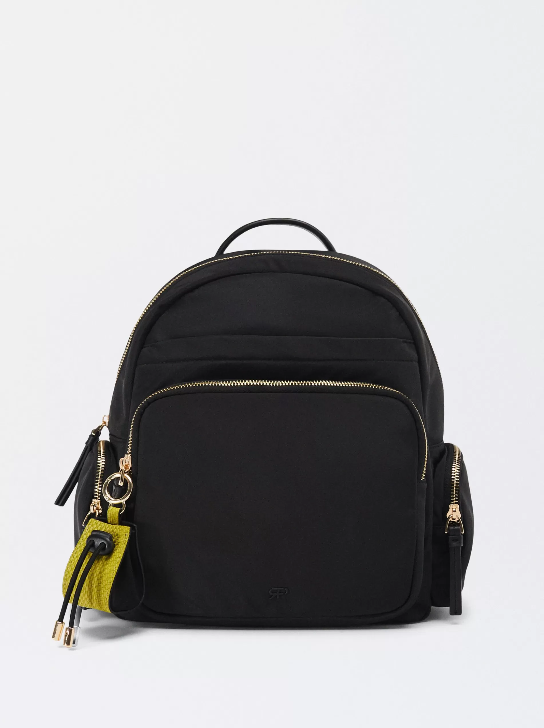 Backpacks<Parfois Nylon Backpack With Pendant Black