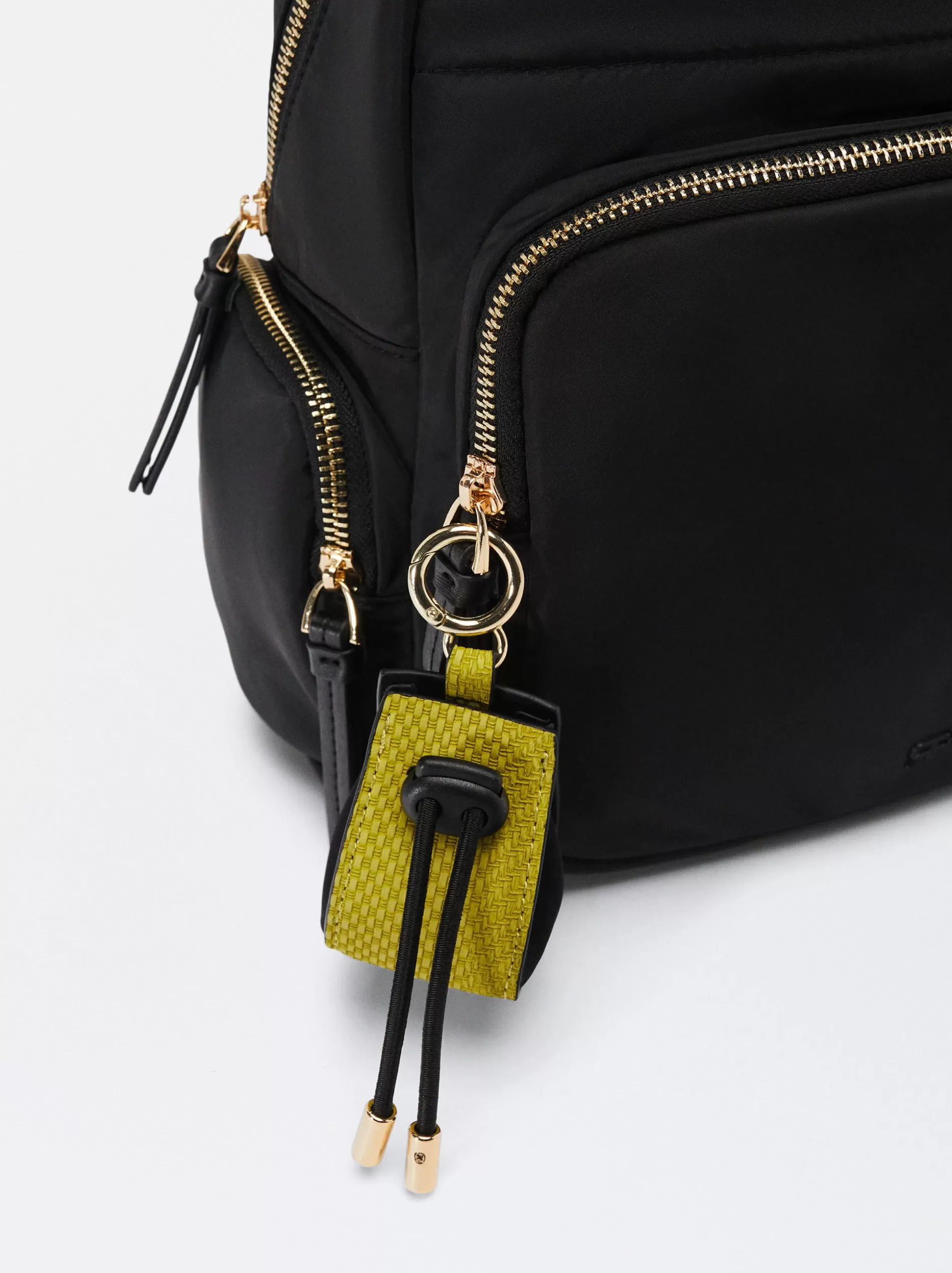 Backpacks<Parfois Nylon Backpack With Pendant Black