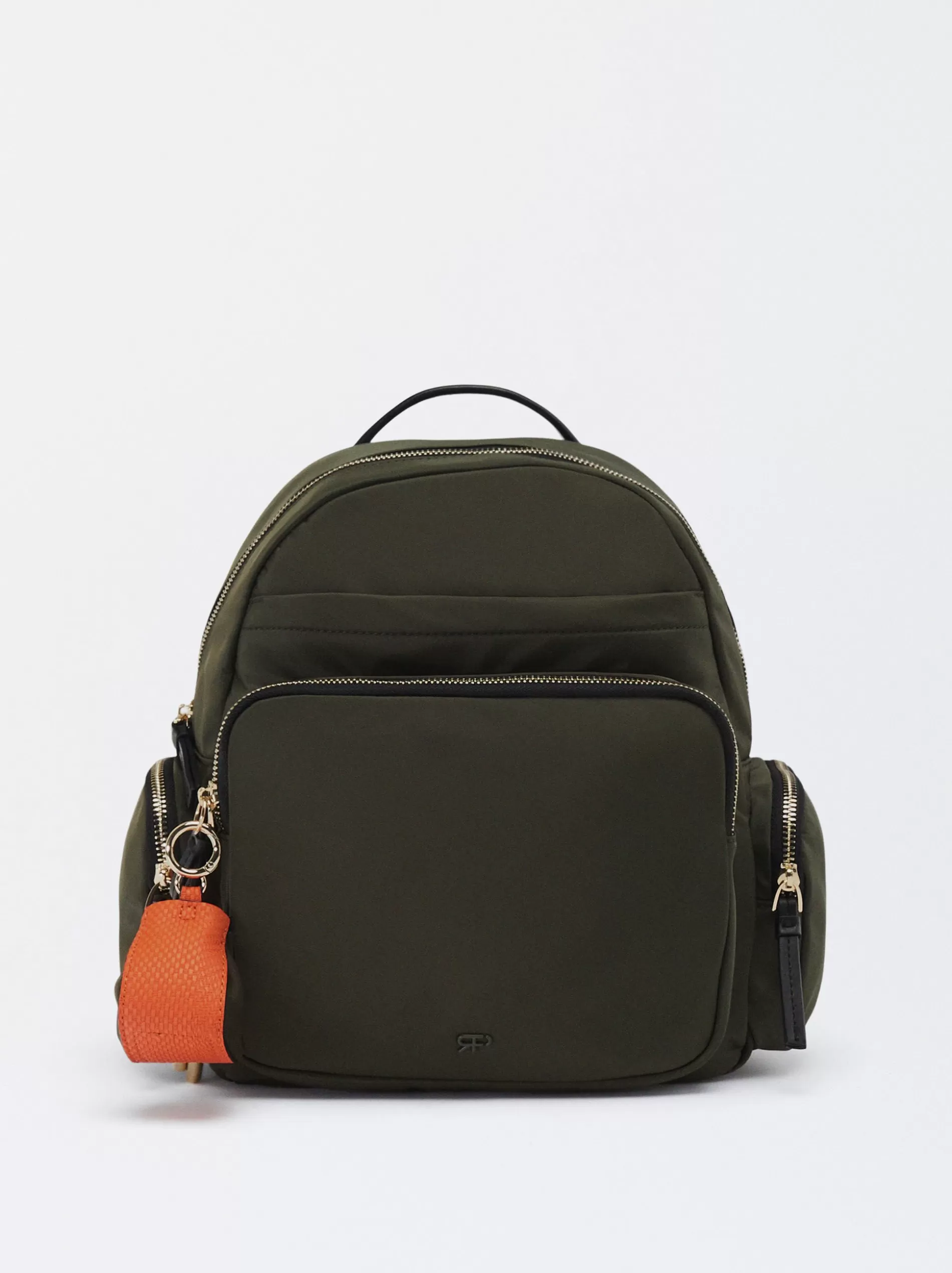 Backpacks<Parfois Nylon Backpack With Pendant Khaki