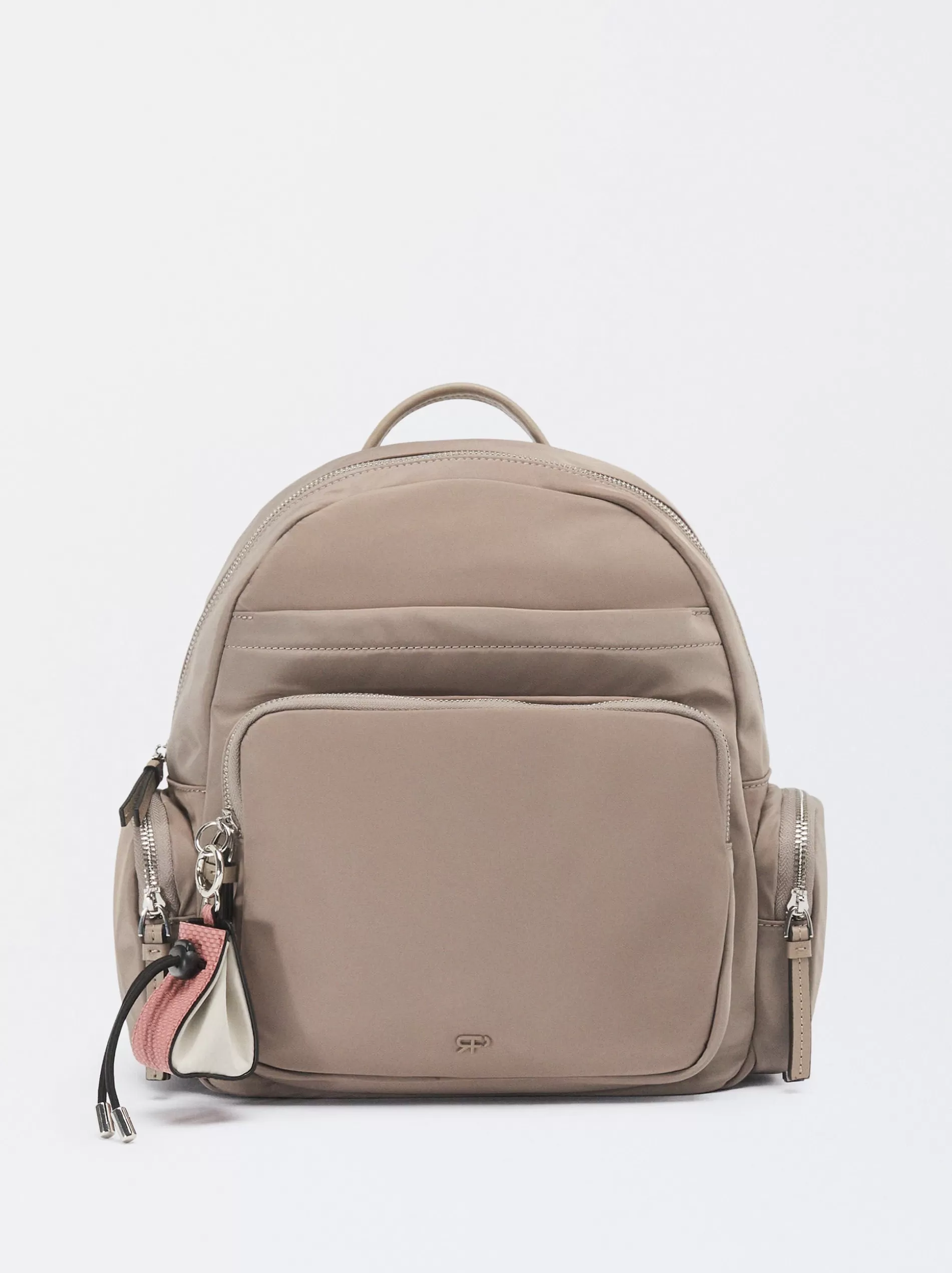 Backpacks<Parfois Nylon Backpack With Pendant Brown