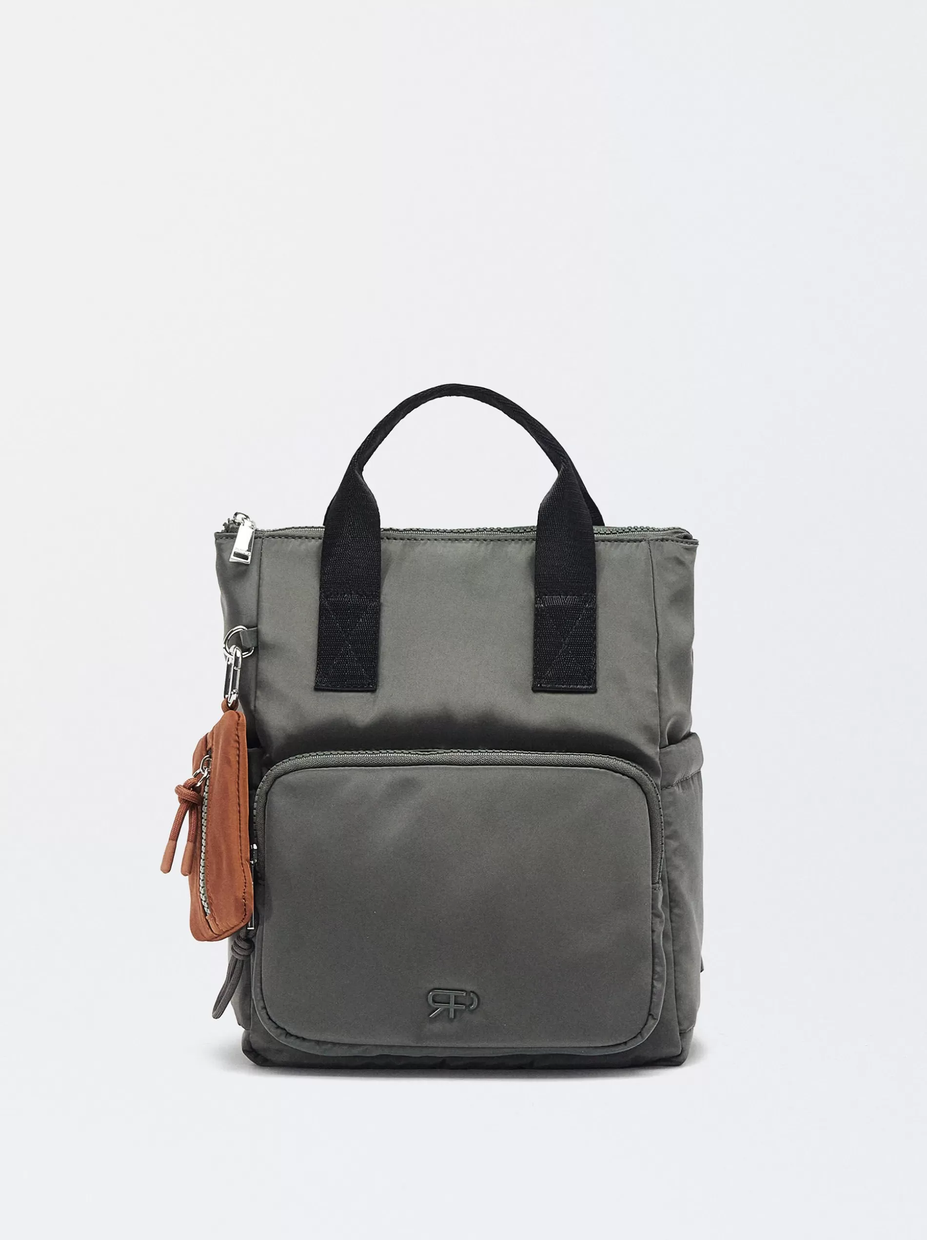 Backpacks<Parfois Nylon Backpack With Pendant Green