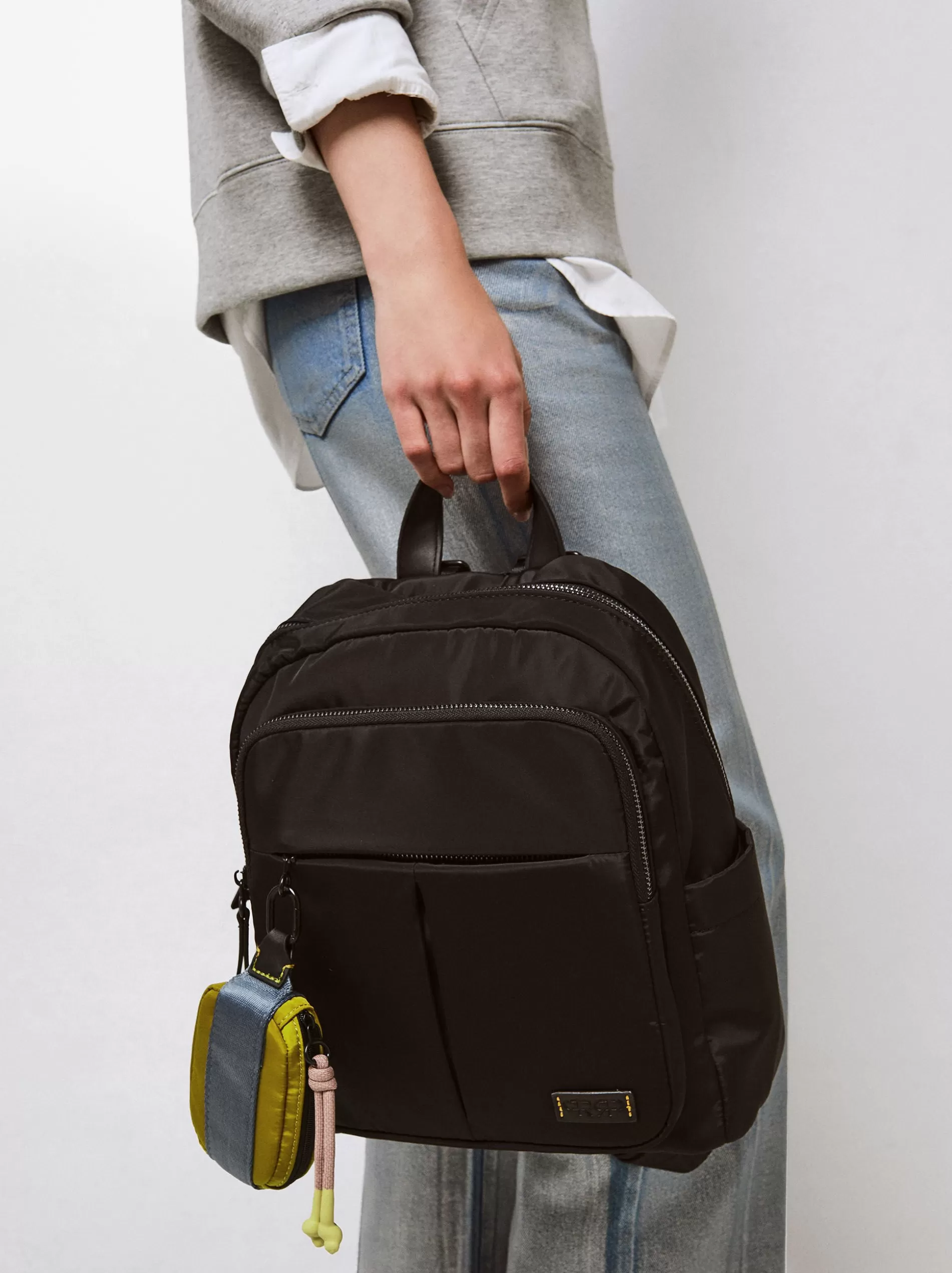 Backpacks<Parfois Nylon Backpack With Removable Purse Black