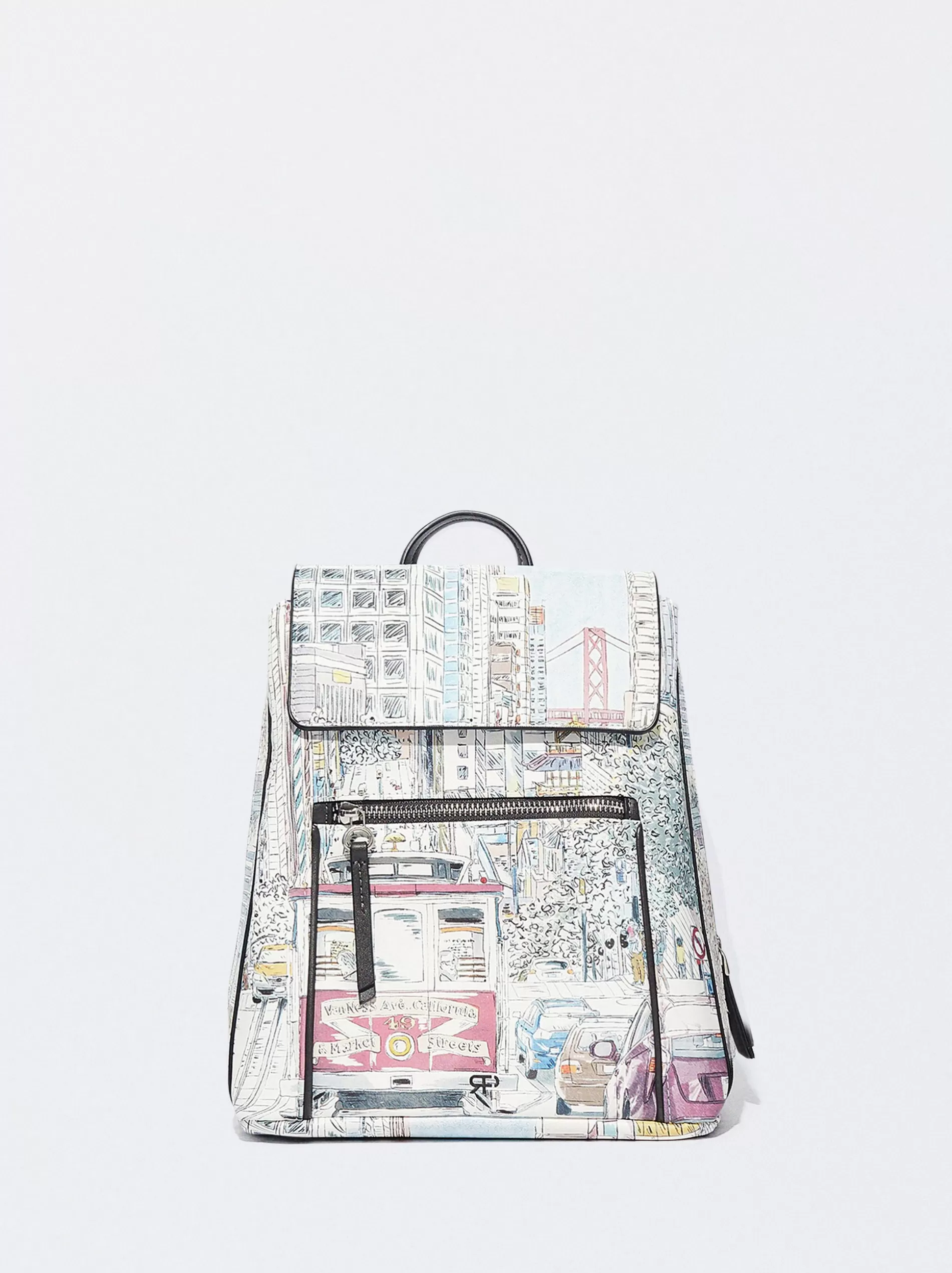 Backpacks<Parfois Nylon-Effect Printed Backpack Grey