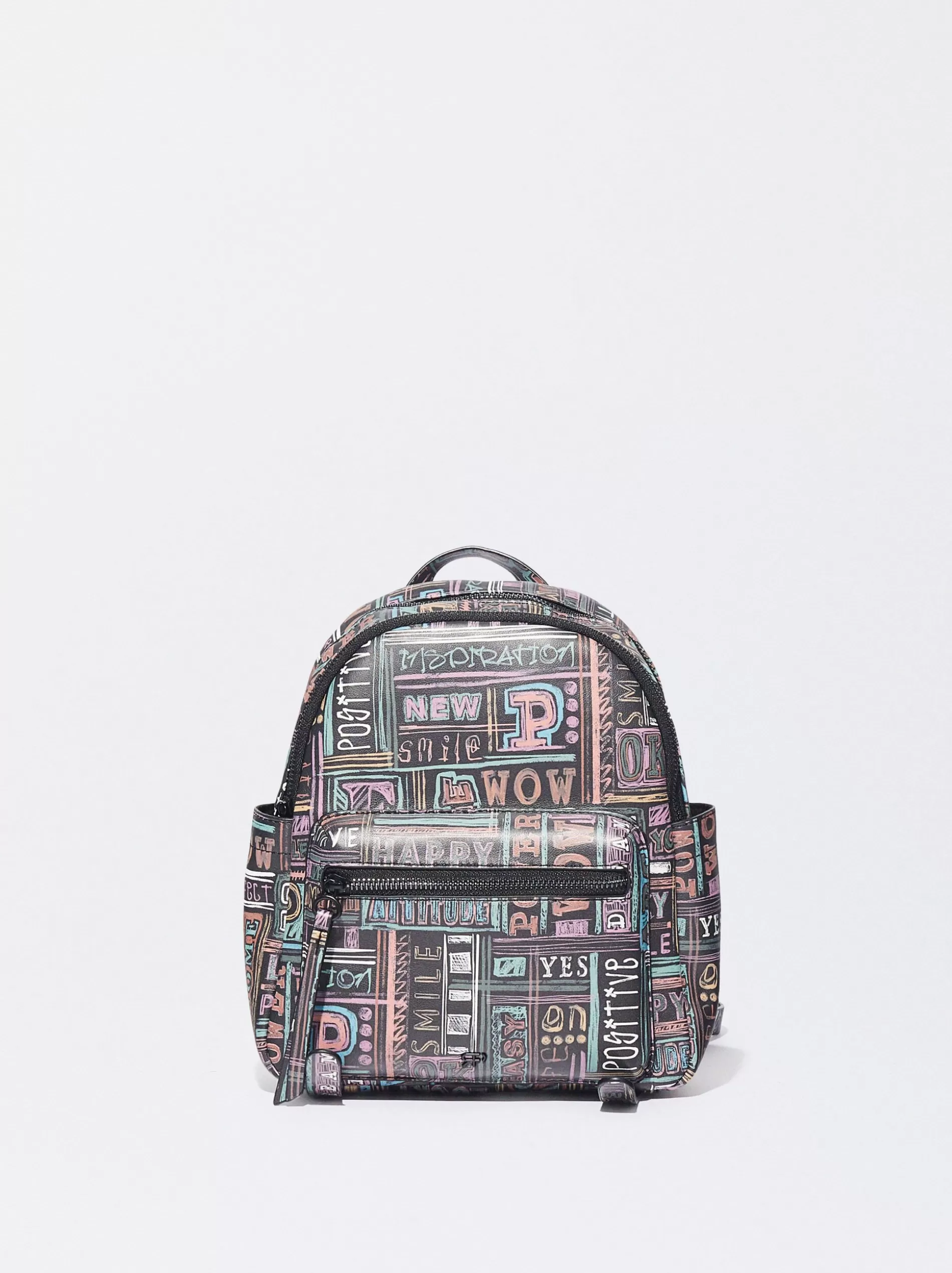 Backpacks<Parfois Printed Backpack Black