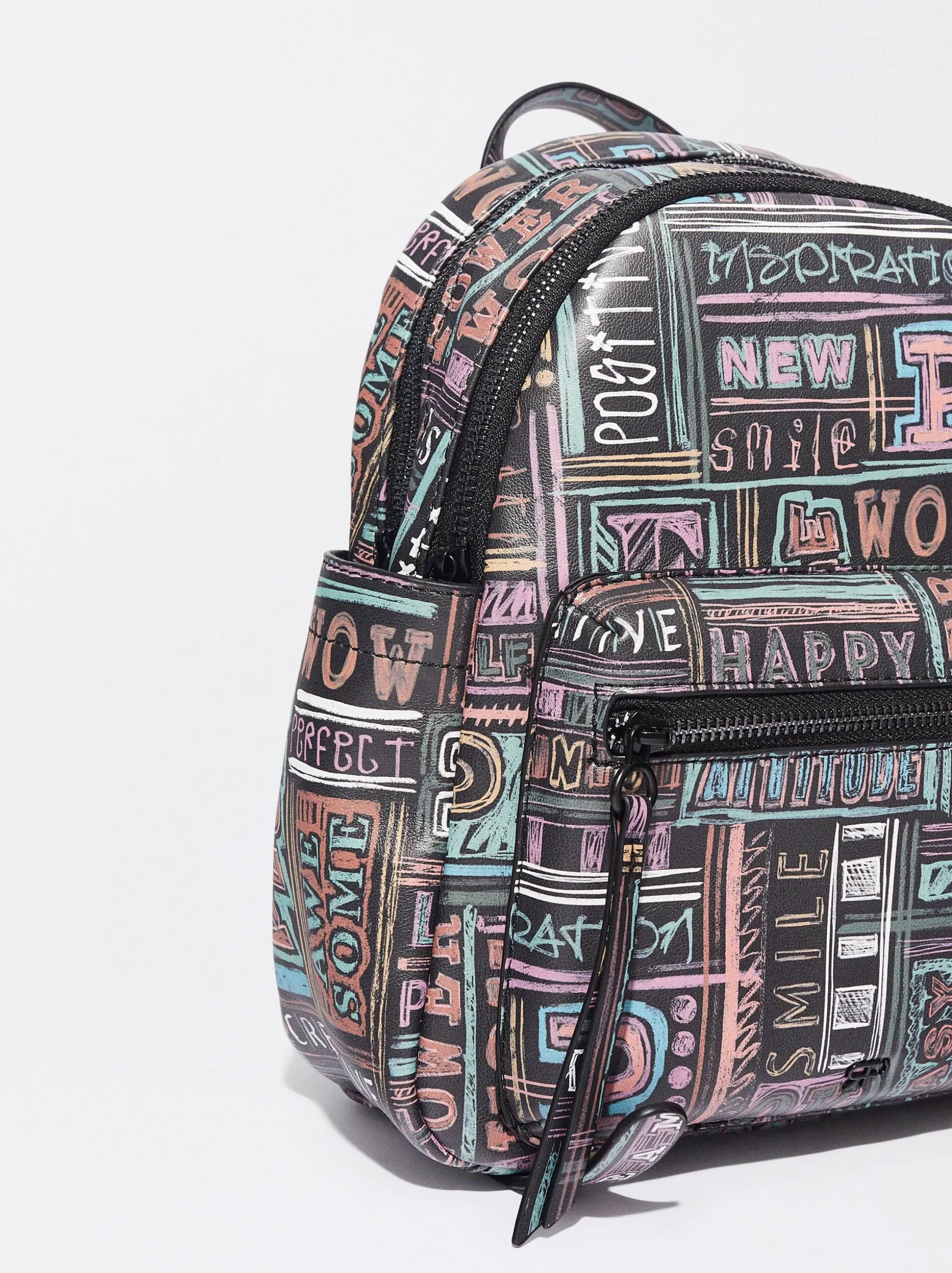 Backpacks<Parfois Printed Backpack Black