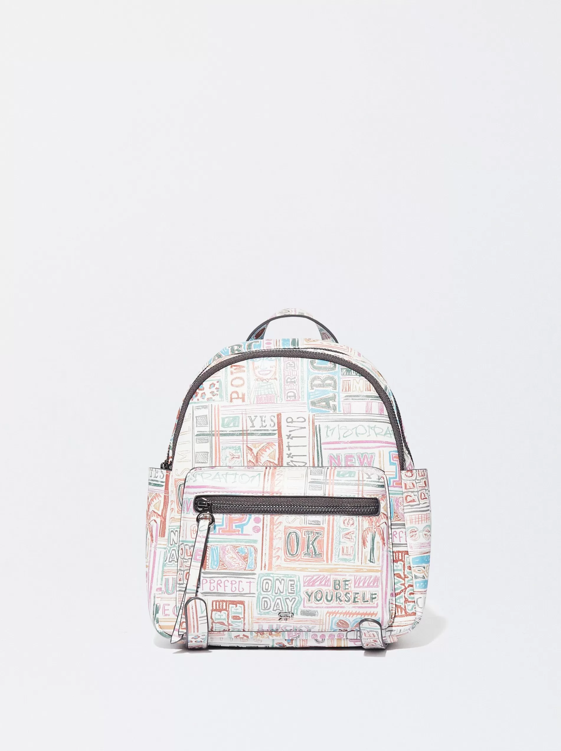 Backpacks<Parfois Printed Backpack White