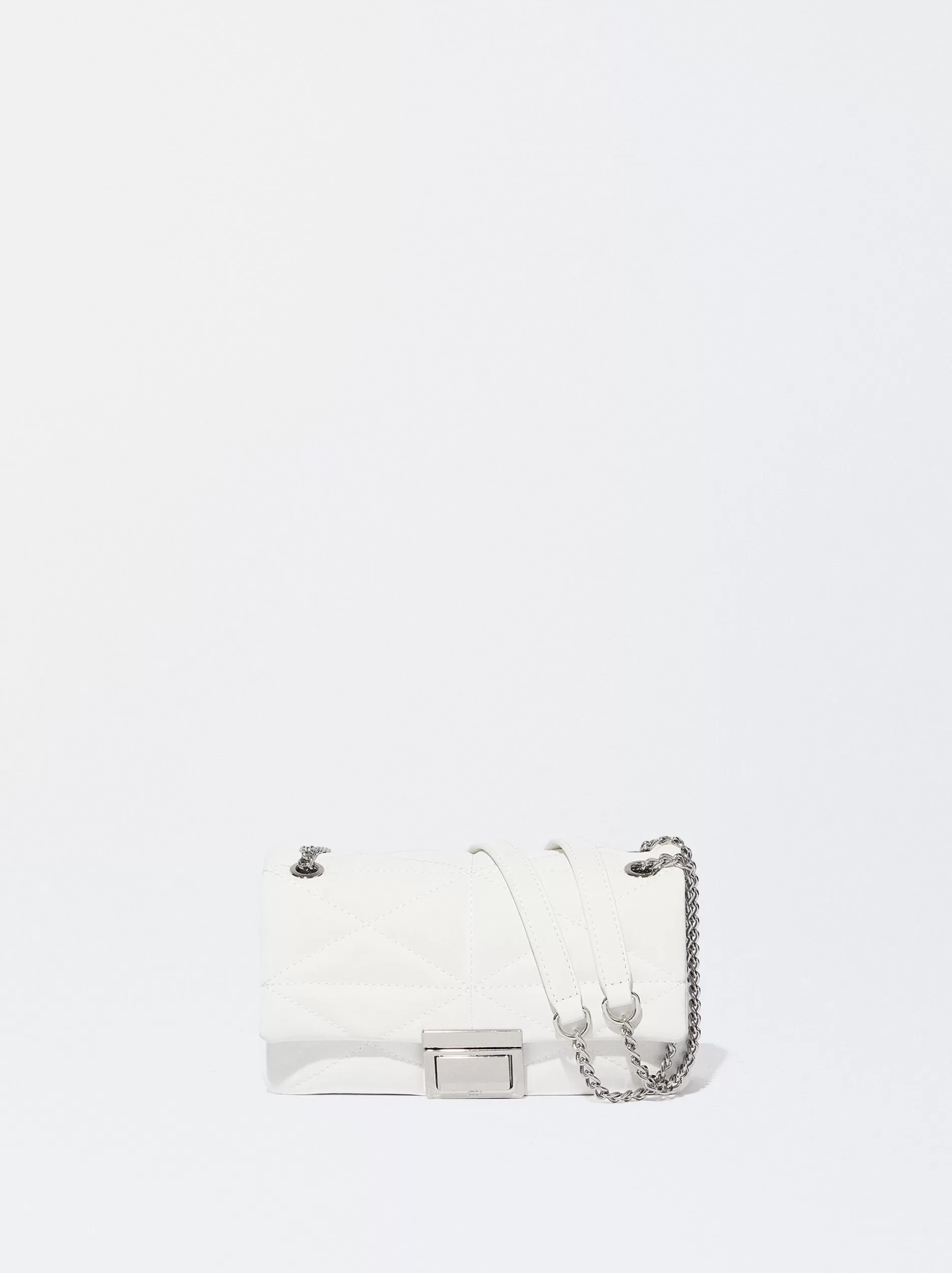 Shoulder Bags<Parfois Quilted Crossbody Bag With Chain White