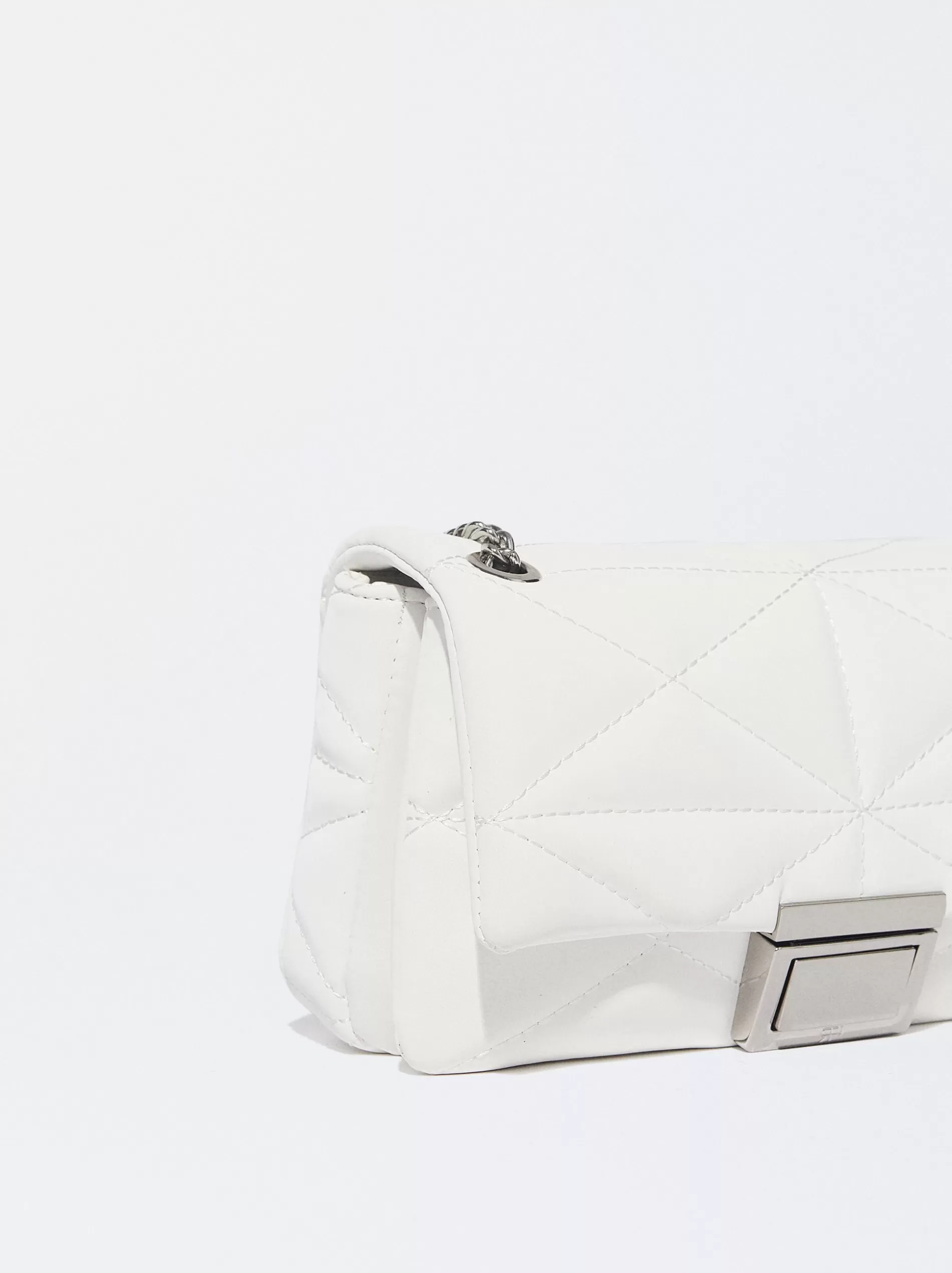 Shoulder Bags<Parfois Quilted Crossbody Bag With Chain White