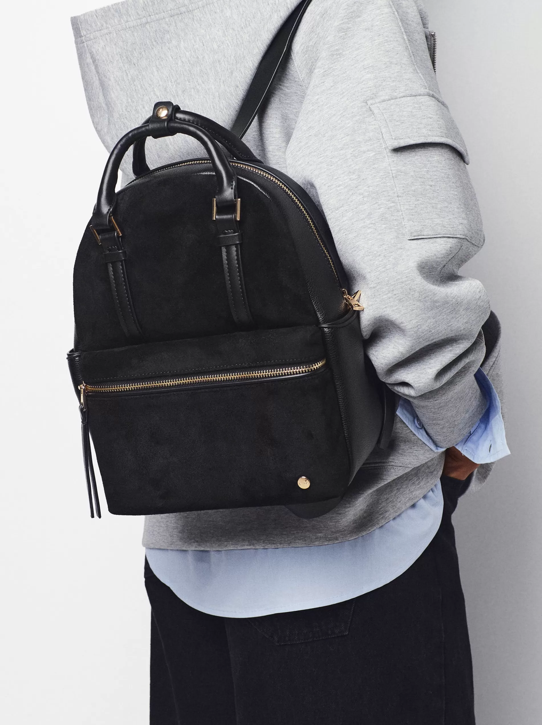 Backpacks<Parfois Suede Backpack Black